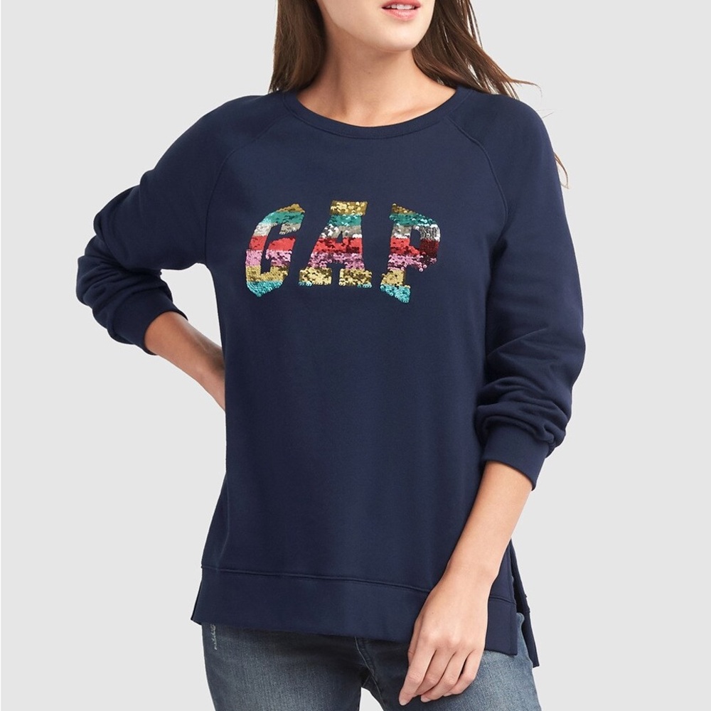 GAP Dark Blue Crew with Sequin Logo